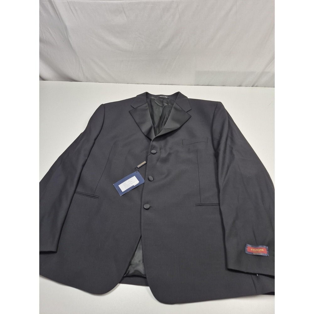 Roberto Zanieri Tuxedo Suit Jacket Men's 46R Black Super 100s Wool Italy NWT